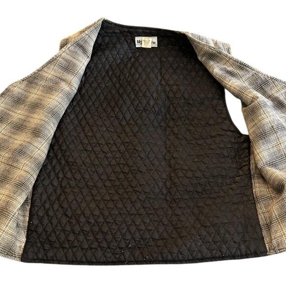 Vtg Waistcoat Quilted Vest Flannel Denim Men's Medium Hipster Daily 100% Cotton - Picture 5 of 15